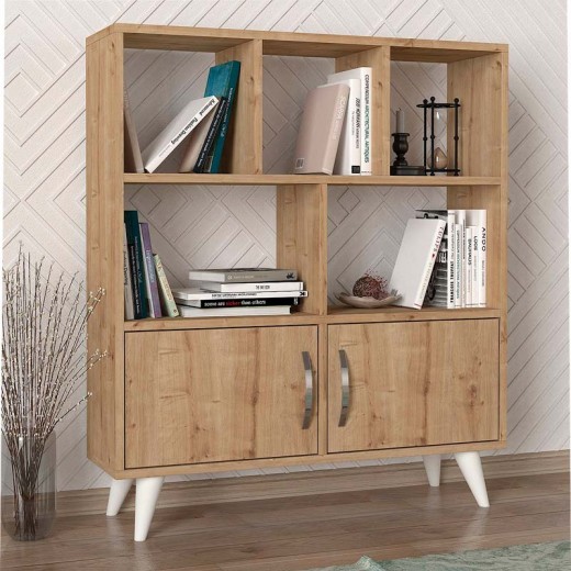Βιβλιοθήκη Donati Megapap χρώμα sapphire oak 90x22x105εκ.