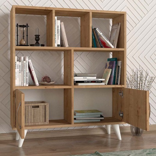 Βιβλιοθήκη Donati Megapap χρώμα sapphire oak 90x22x105εκ.