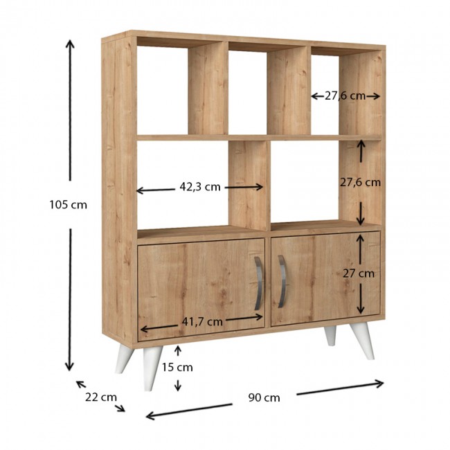 Βιβλιοθήκη Donati Megapap χρώμα sapphire oak 90x22x105εκ.