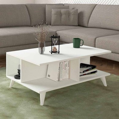 Sedra Megapap melamine coffee table in white color 90x60x38,6cm.