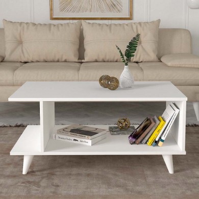 Titus Megapap melamine coffee table in white color 100x60x45cm.