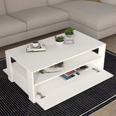 Balina Megapap melamine coffee table in white color 110x60x40cm.