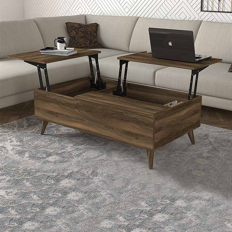 Roy Megapap coffee table with melamine polymorphic in walnut color 121x69x40cm.