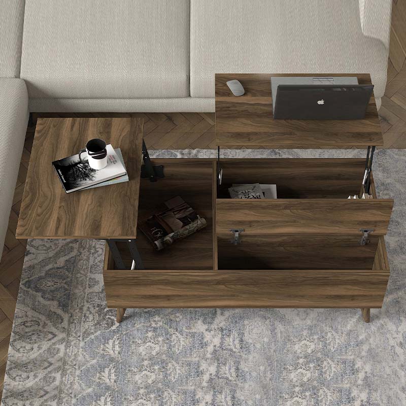 Roy Megapap coffee table with melamine polymorphic in walnut color 121x69x40cm.