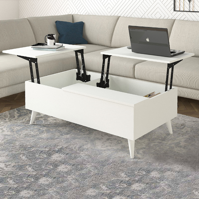 Roy Megapap coffee table with melamine polymorphic white color 121x69x40cm.