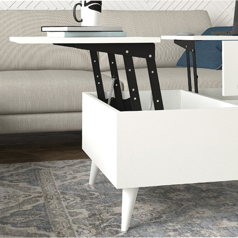 Roy Megapap coffee table with melamine polymorphic white color 121x69x40cm.