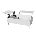 Roy Megapap coffee table with melamine polymorphic white color 121x69x40cm.