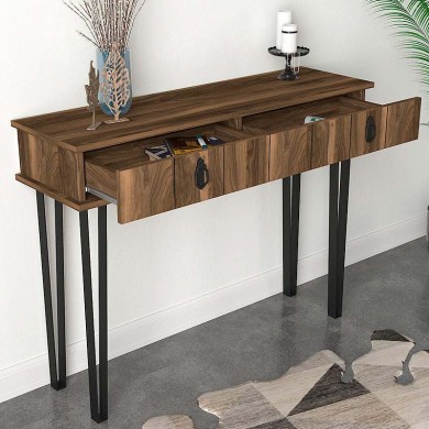 Helsinki Megapap melamine console in walnut color 120x35,5x90cm.