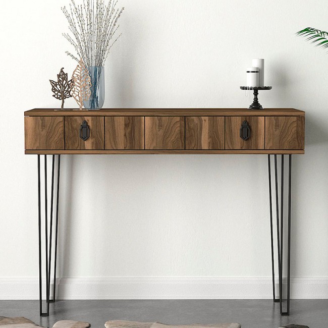 Κονσόλα Helsinki Megapap χρώμα καρυδί 120x35,5x90εκ.