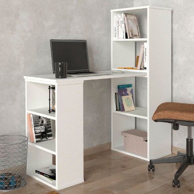 Last Megapap polymorphic work desk made of melamine in white color 119x44.7x123cm.