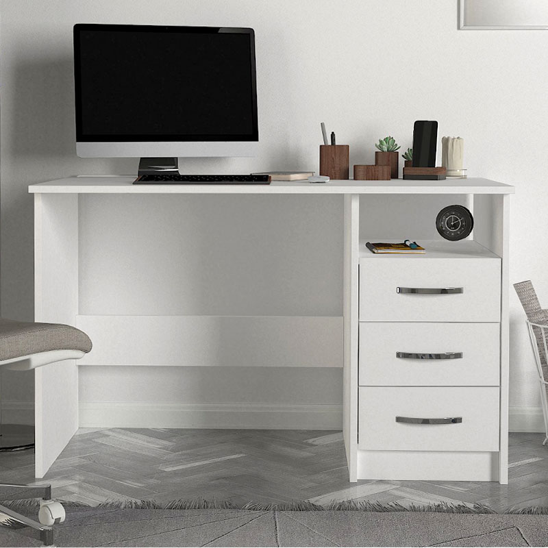 Eldoris Megapap melamine desk in white color 120x60x75cm.