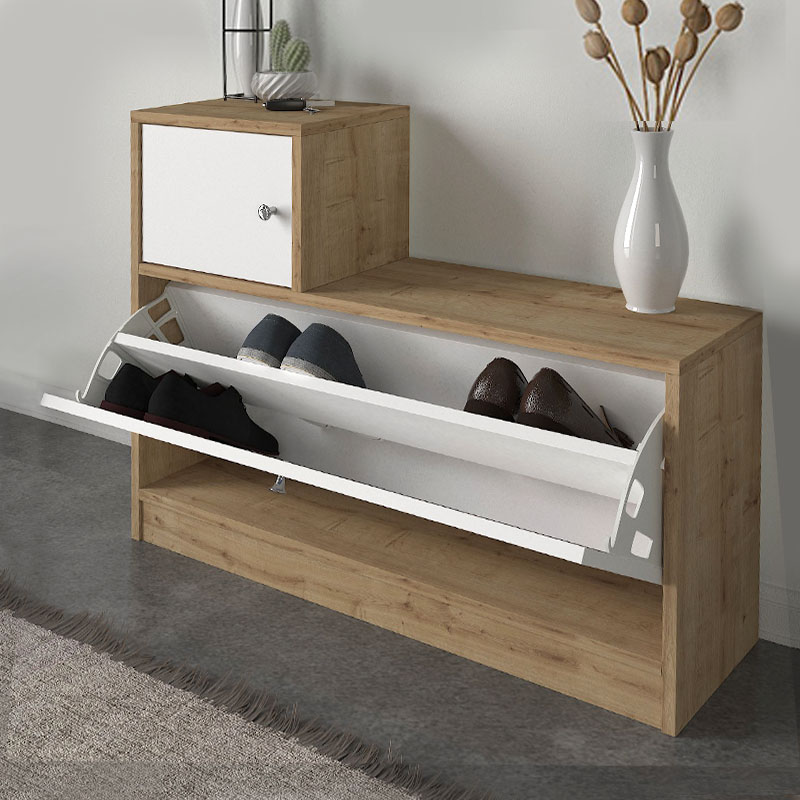 Galina Megapap melamine entrance furniture in sapphire oak - white color 91,8x27x70cm.