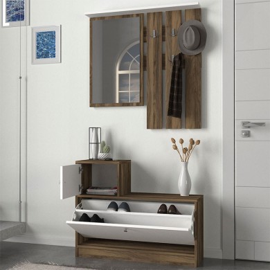 Έπιπλο εισόδου Galina Megapap χρώμα καρυδί - λευκό 91,8x27x70εκ.