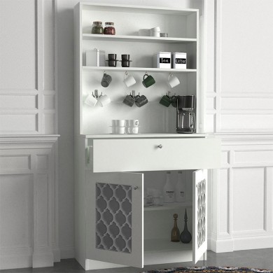 Axel Megapap kitchen melamine furniture in white color 90x37x183,6cm.
