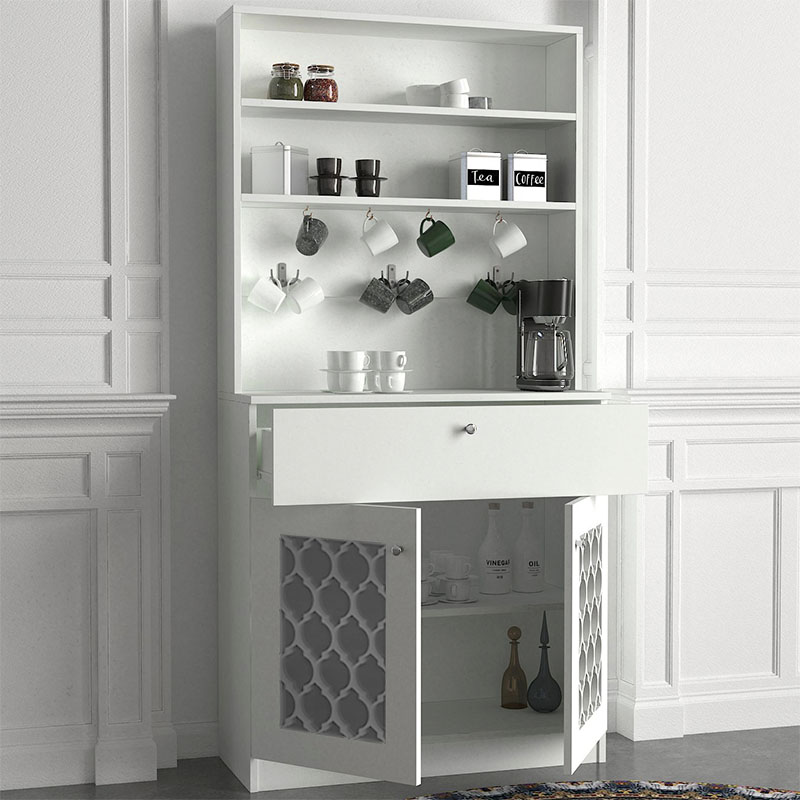 Axel Megapap kitchen melamine furniture in white color 90x37x183,6cm.