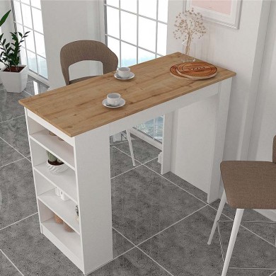 Monaco Megapap melamine bar table color white - sapphire oak 120x51.6x101.8cm.