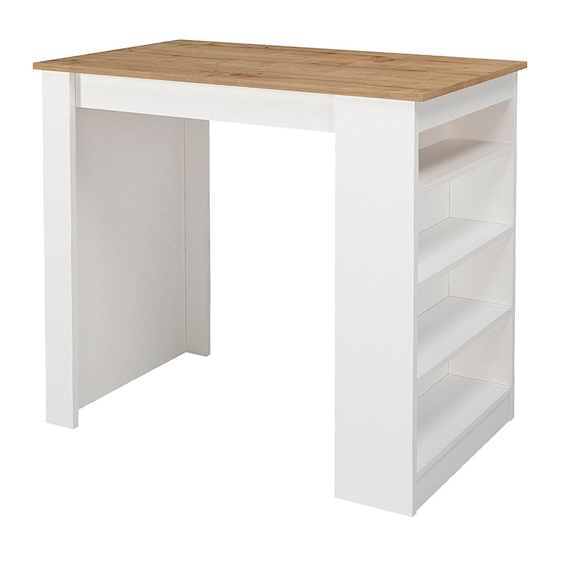Monaco Megapap melamine bar table color white - sapphire oak 120x51.6x101.8cm.