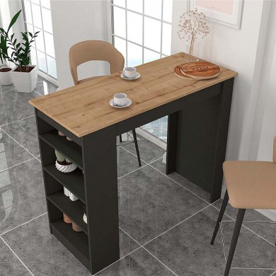 Monaco Megapap melamine bar table color anthracite - sapphire oak 120x51,6x101,8cm.