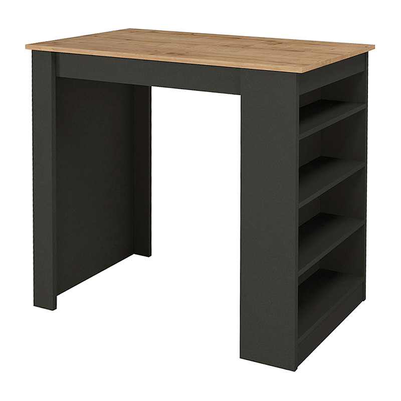 Monaco Megapap melamine bar table color anthracite - sapphire oak 120x51,6x101,8cm.