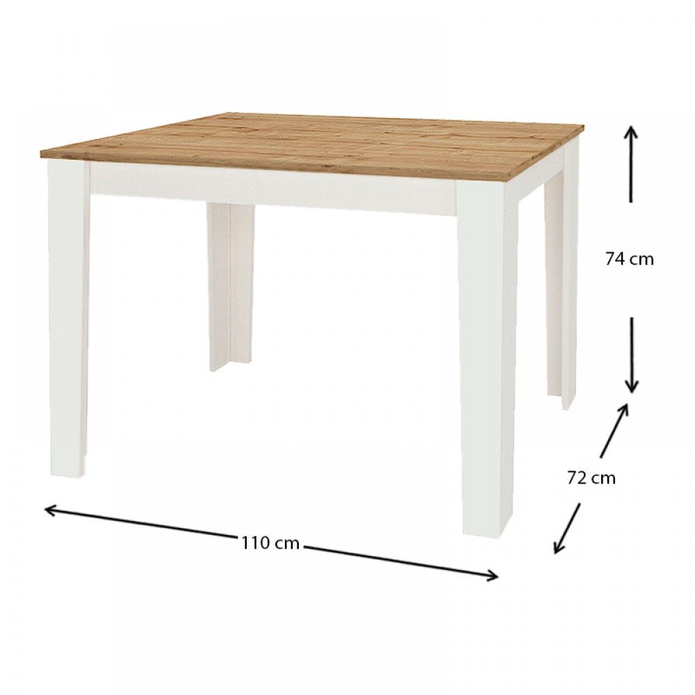 Τραπέζι μελαμίνης Darlen Megapap χρώμα λευκό - sapphire oak 110x72x74εκ.
