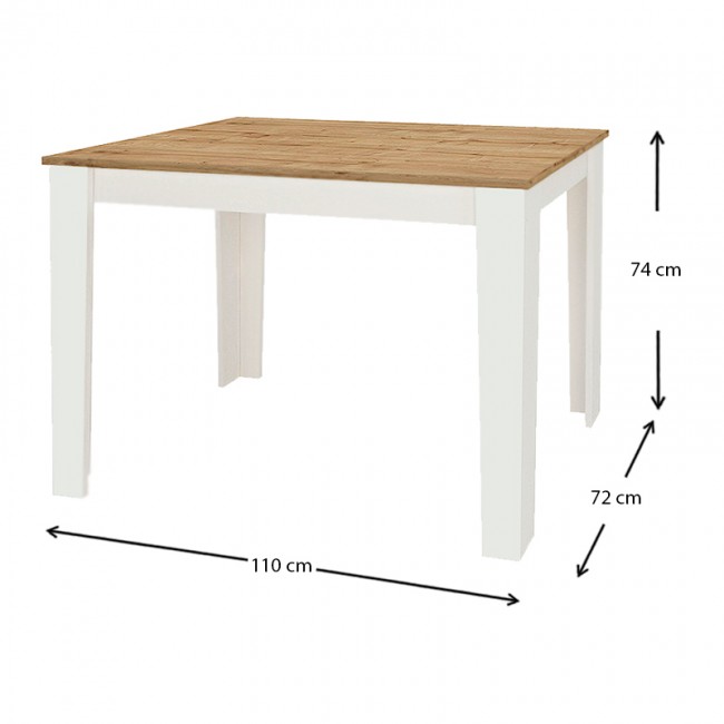 Τραπέζι Darlen Megapap χρώμα λευκό - sapphire oak 110x72x74εκ.