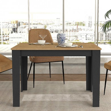 Darlen Megapap melamine dinner table in anthracite - sapphire oak color 110x72x74cm.