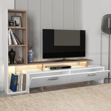 Simal Megapap  melamine TV unit with LED in white - cordoba color 168,2x31,3x120cm.