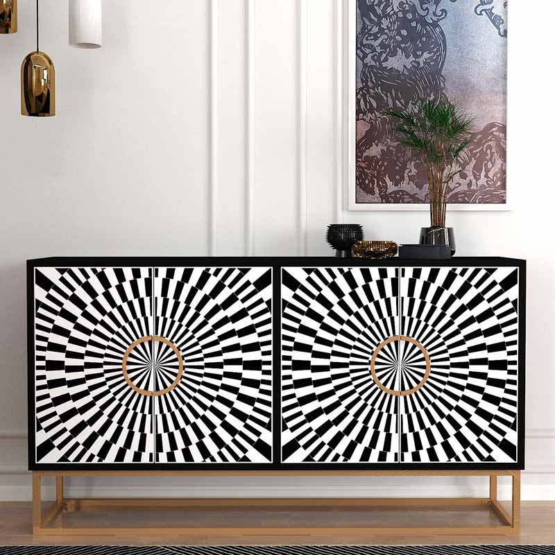 Gradel Megapap  melamine buffet in black - white color 150x35x83,6cm.