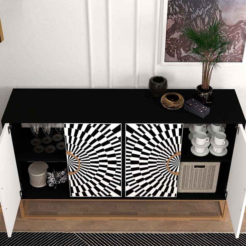 Gradel Megapap  melamine buffet in black - white color 150x35x83,6cm.