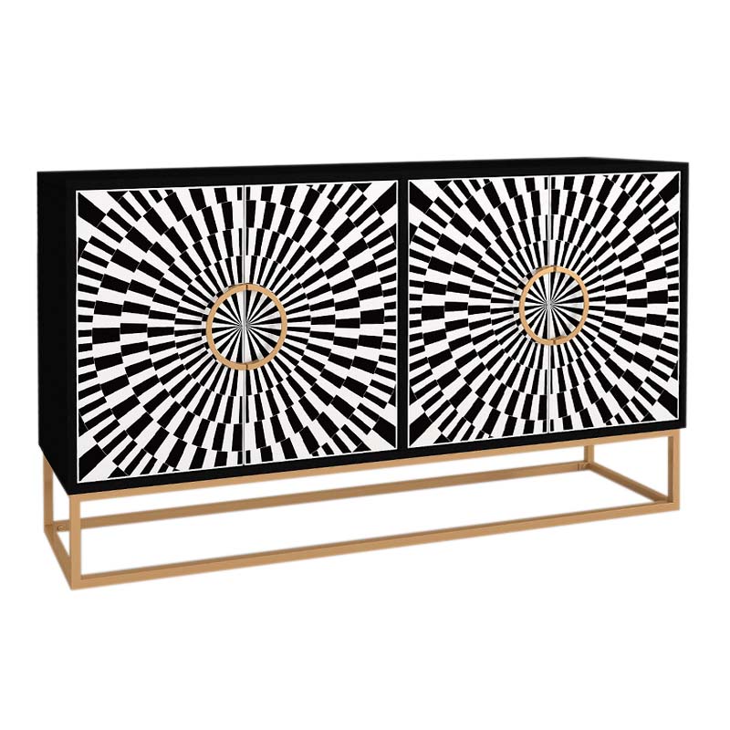 Gradel Megapap  melamine buffet in black - white color 150x35x83,6cm.