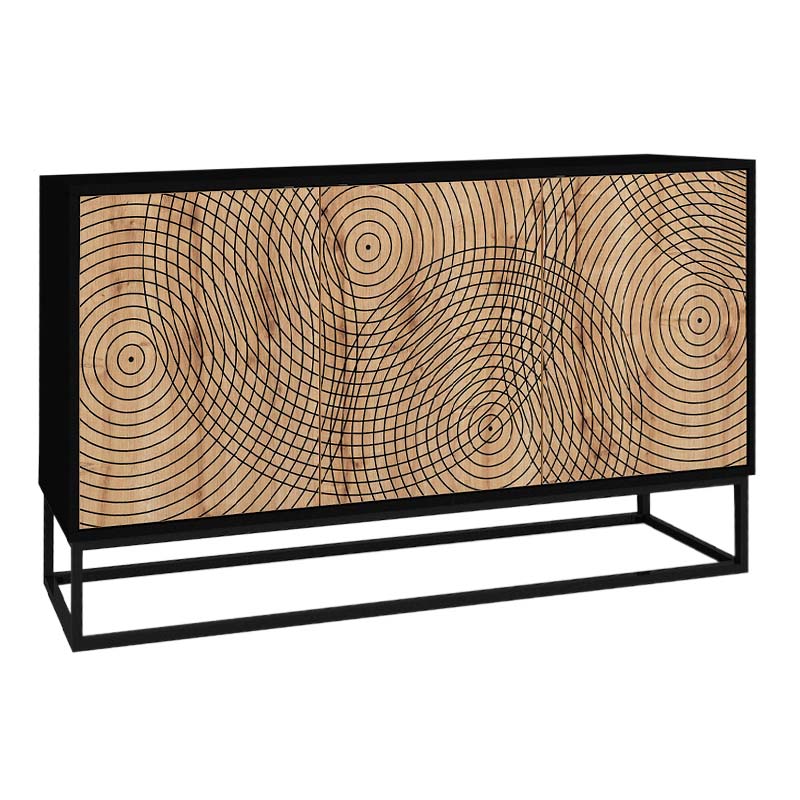 Themis Megapap melamine buffet in black - sapphire oak color 150x35x83,6cm.