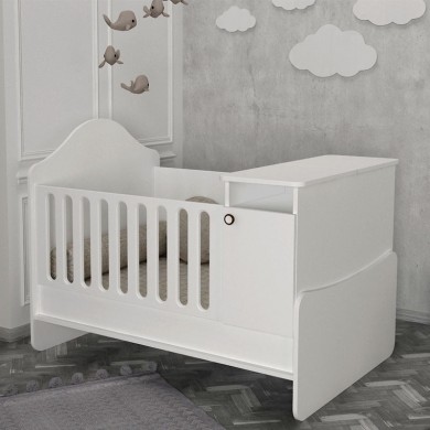 Polymorphic baby bed Lora Megapap made of melamine color white 133.6x92.5x105cm.