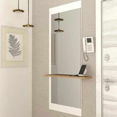 Piyar Μegapap melamine mirror in white color 60x14,6x150cm.