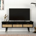 Bolea Megapap melamine TV stand in modern black color 150x35x49.7cm.