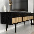 Bolea Megapap melamine TV stand in modern black color 150x35x49.7cm.