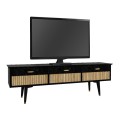 Bolea Megapap melamine TV stand in modern black color 150x35x49.7cm.
