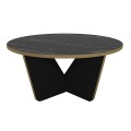 Lagerta Megapap melamine coffee table in black marble effect color Ø75x35cm.