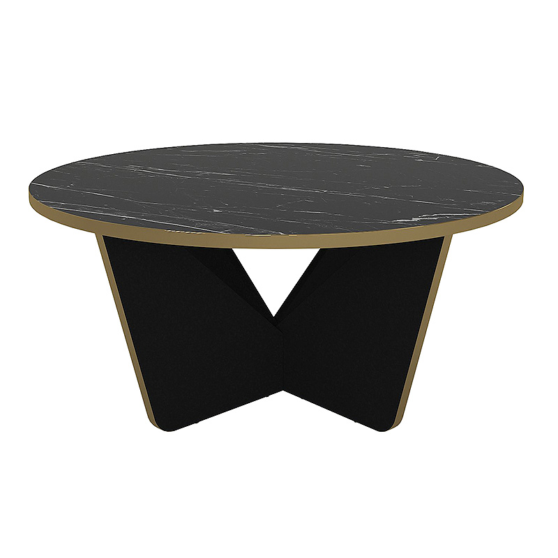 Lagerta Megapap melamine coffee table in black marble effect color Ø75x35cm.