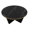 Lagerta Megapap melamine coffee table in black marble effect color Ø75x35cm.