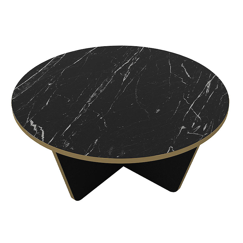 Lagerta Megapap melamine coffee table in black marble effect color Ø75x35cm.
