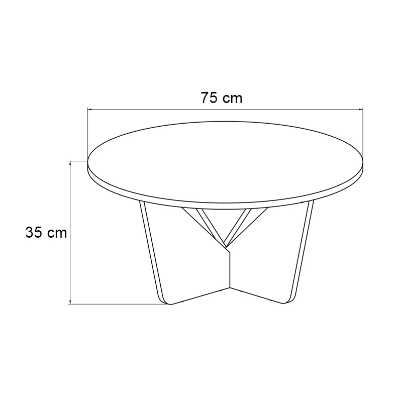 Lagerta Megapap melamine coffee table in black marble effect color Ø75x35cm.
