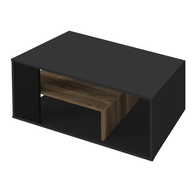 Abdera Megapap melamine coffee table in black - walnut color 110x60x42cm.