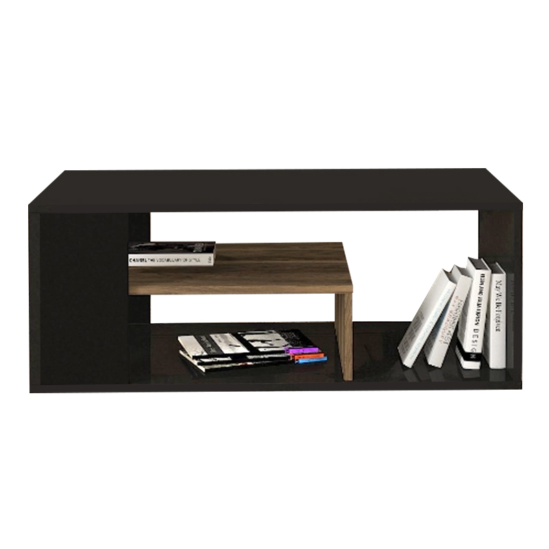 Abdera Megapap melamine coffee table in black - walnut color 110x60x42cm.