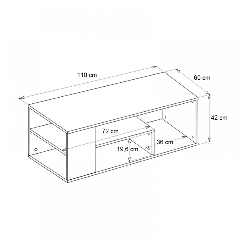 Abdera Megapap melamine coffee table in black - walnut color 110x60x42cm.