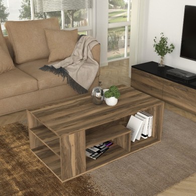 Abdera Megapap melamine coffee table in walnut color 110x60x42cm.