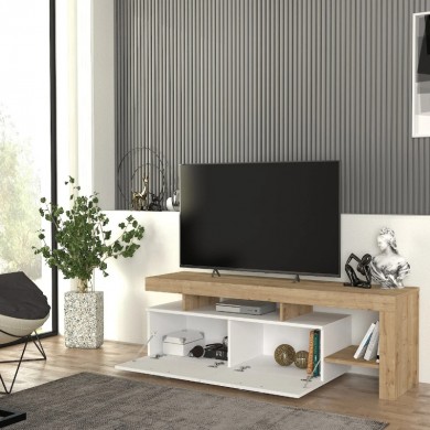 Acnes Megapap melamine tv stand in white - sapphire oak color 160x40x53cm.