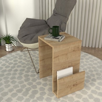 Regnar Megapap melamine side table in sapphire oak color 43.1x33.5x52cm.