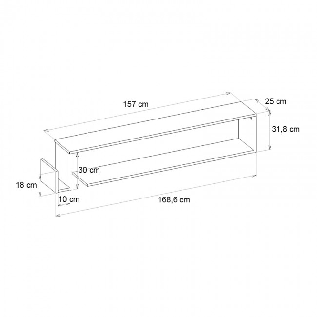 Έπιπλο τηλεόρασης επιτοίχιο Regnar Megapap χρώμα rebab 168,6x25x31,8εκ.