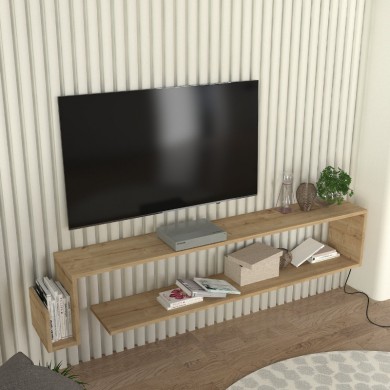 Regnar Megapap melamine wall TV furniture in sapphire oak color 168.6x25x31.8cm.