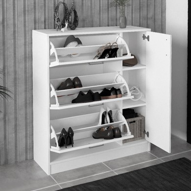 Neft Megapap melamine shoe cabinet in white color 105x29.6x113cm.